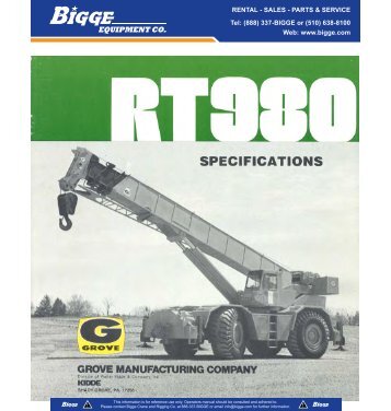 Grove RT980 Crane Chart - Cranes for Sale