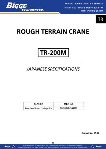 Load Chart - Cranes for Sale