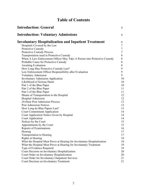 involuntary hospitalization and outpatient services laws - Disability ...