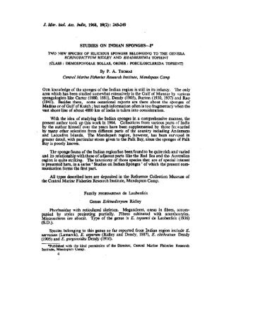 J. Mar. biol Ass. India, 1968, 10(2): 245-249 STUDIES ON INDIAN ...
