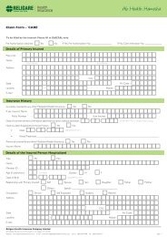 Reimbursement claim form - Religare Health Insurance