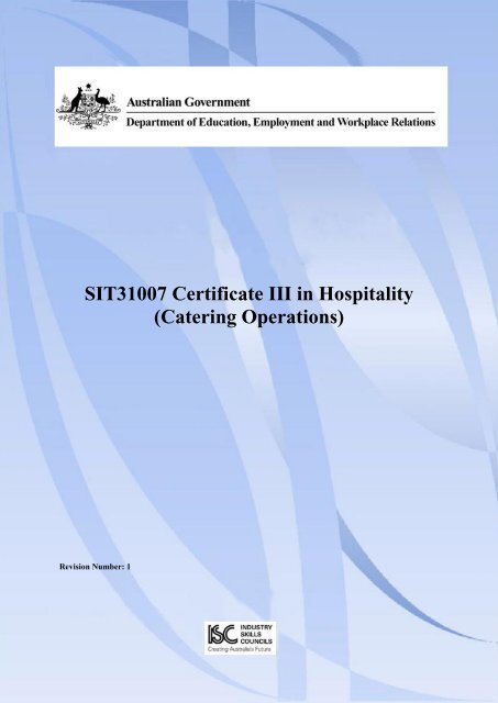 SIT31007 Certificate III in Hospitality (Catering Operations)