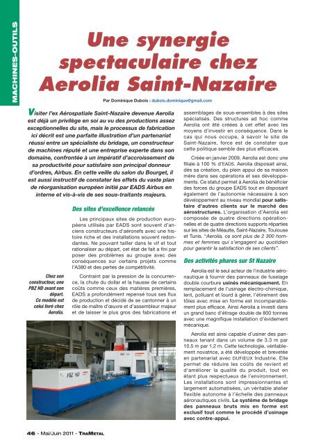 Une synergie spectaculaire chez Aerolia Saint-Nazaire