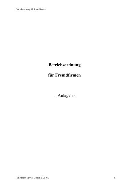 Betriebsordnung für Fremdfirme1