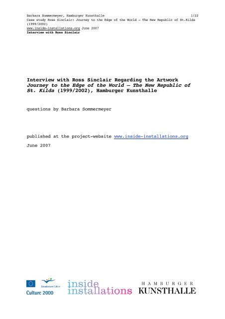 Artist Interview Pdf 2637kb Inside Installations