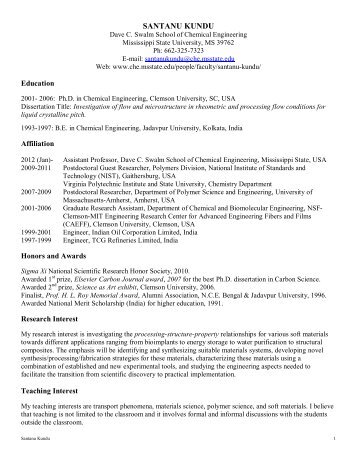 to download CV - Dave C. Swalm School of Chemical Engineering ...