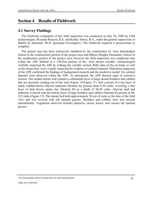 Cultural Surveys Hawai‘