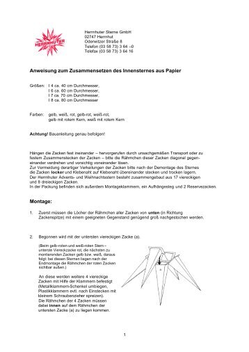 Montageanleitung Innen Sterne