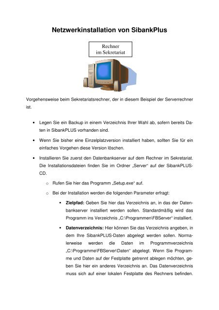 Netzwerkinstallation von SibankPlus - Haneke Software