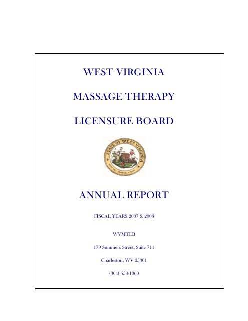 west virginia massage therapy licensure board annual report