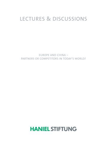 LECTURES & DISCUSSIONS - Haniel Stiftung
