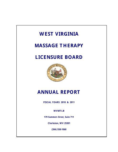 west virginia massage therapy licensure board annual report