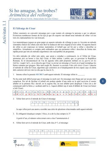 Aritmètica del rellotge Si ho amague, ho trobes? - SUMA Revistas ...