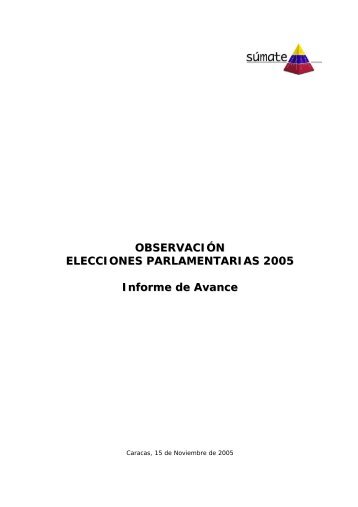 Informe Súmate Avance Elecciones Parlamentarias