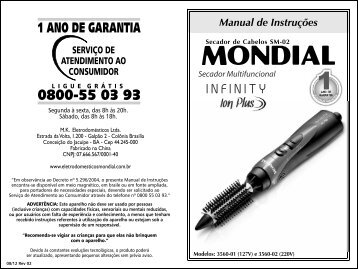 Manual_Secador Multifuncional Infinity Ion Plus SM-02 08 ... - Mondial