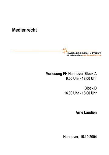 Medienrecht - Hans-Bredow-Institut