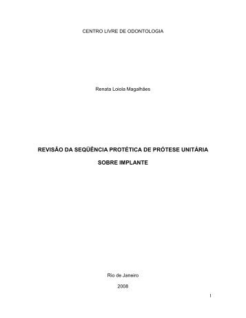 revisão da seqüência protética de prótese unitária sobre implante