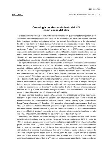 Cronología del descubrimiento del HIV como causa del sida