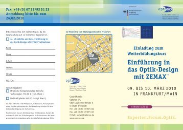 Zemax seminar - Einführung in das Optik-Design - Hansephotonik
