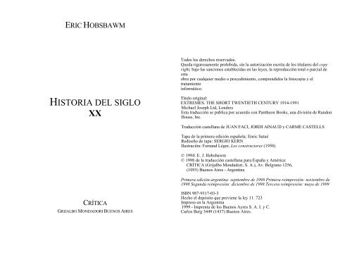 Eric Hobsbawn – Historia del siglo XX - UHP