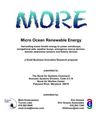 Micro Ocean Renewable Energy - Eric Greene Associates, Inc.