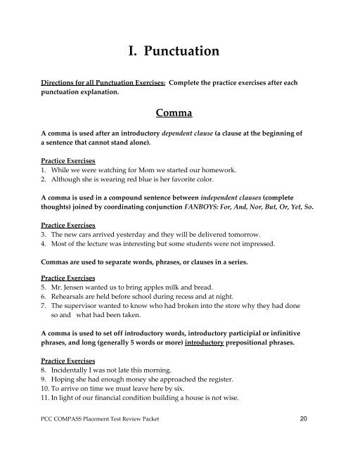 COMPASS Placement Test Review Packet - Portland Community ...