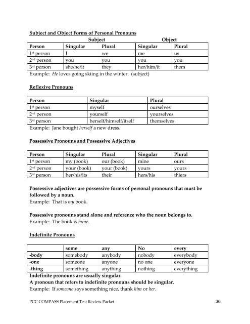 COMPASS Placement Test Review Packet - Portland Community ...