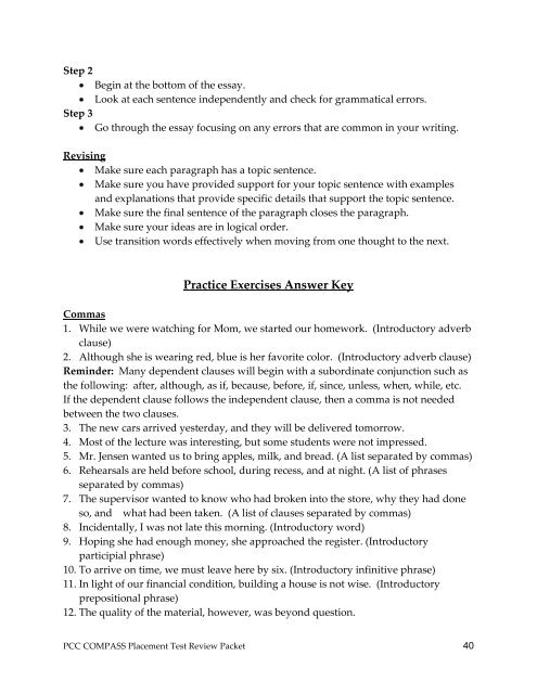 COMPASS Placement Test Review Packet - Portland Community ...