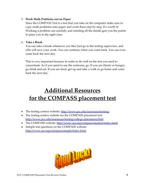 COMPASS Placement Test Review Packet - Portland Community ...