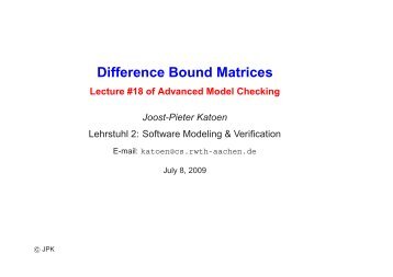 Difference Bound Matrices - Software Modeling and Verification