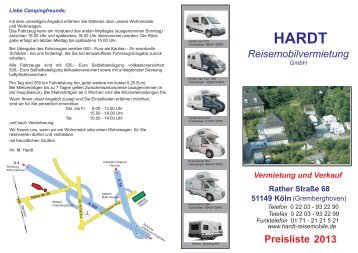 Preisliste herunterladen - Hardt Reisemobile (Wohnmobile ...