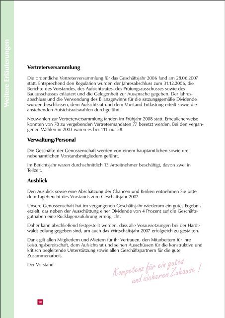 Geschäftsbericht 2007 - Hardtwaldsiedlung Karlsruhe ...