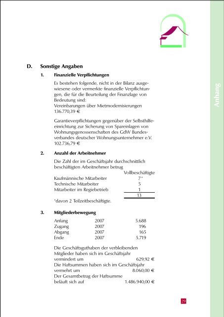 Geschäftsbericht 2007 - Hardtwaldsiedlung Karlsruhe ...