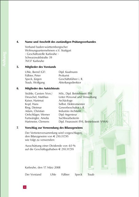 Geschäftsbericht 2007 - Hardtwaldsiedlung Karlsruhe ...