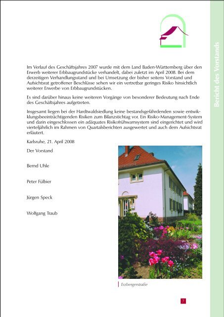 Geschäftsbericht 2007 - Hardtwaldsiedlung Karlsruhe ...