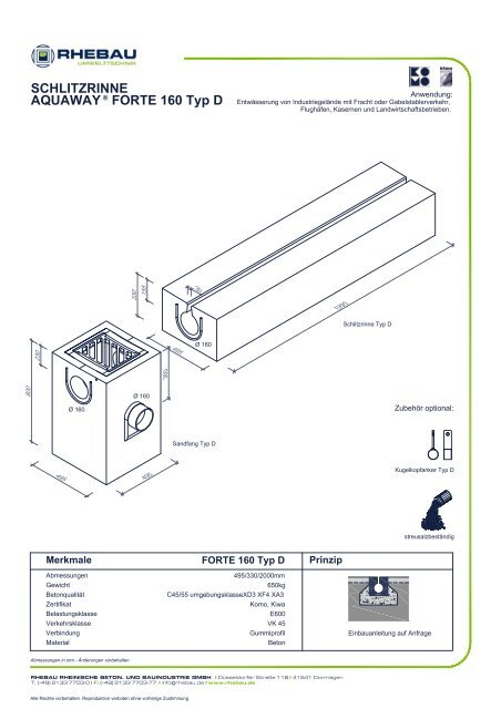 AQUAWAY FORTE 160 Typ D SCHLITZRINNE - Rhebau GmbH