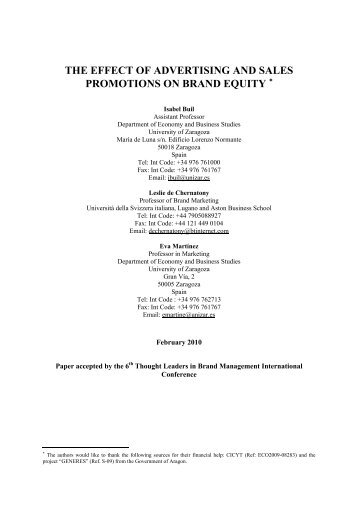 The effect of advertising and sales promotions on brand equity