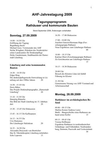 AHF-Jahrestagung 2009 - Arbeitskreis für Hausforschung