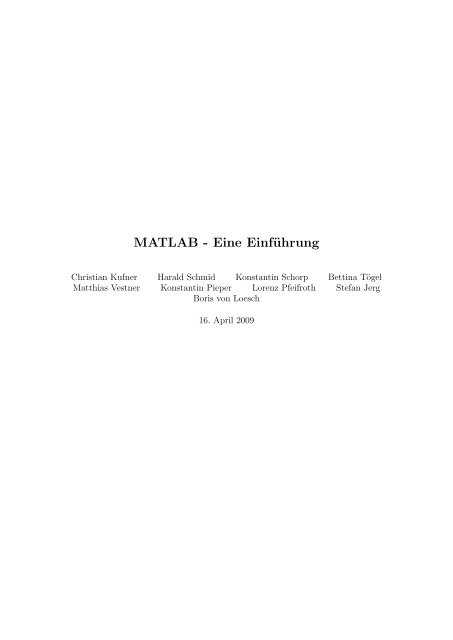 MATLAB - Eine Einführung - TUM