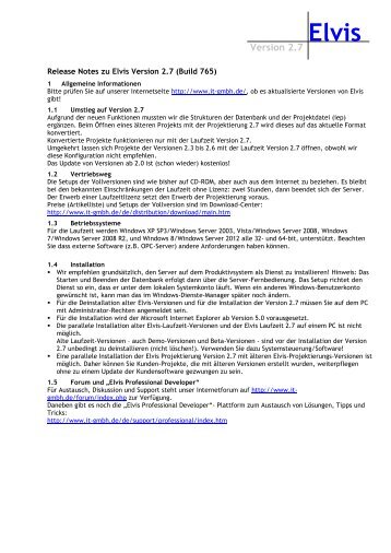 Release Notes Elvis 2 - IT GmbH
