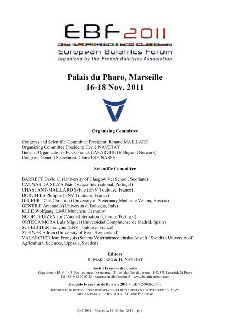 Palais du Pharo, Marseille 16-18 Nov. 2011 - French Buiatrics ...