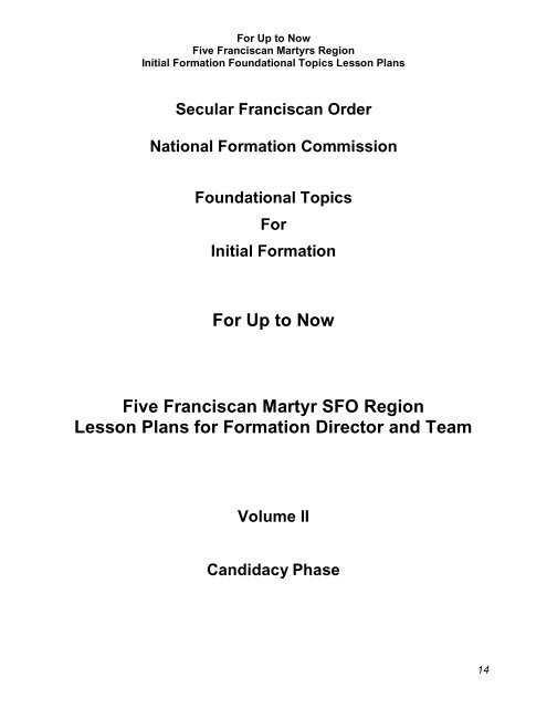 For Up to Now Five Franciscan Martyr SFO Region Lesson Plans for ...