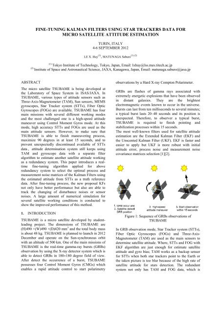 FINE-TUNING KALMAN FILTERS USING STAR TRACKERS DATA ...