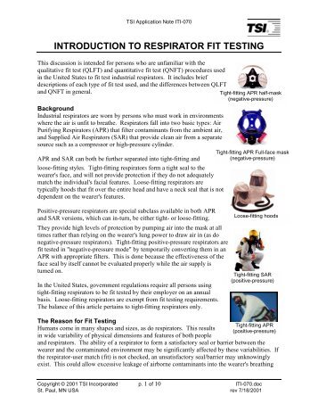 INTRODUCTION TO RESPIRATOR FIT TESTING - RAECO