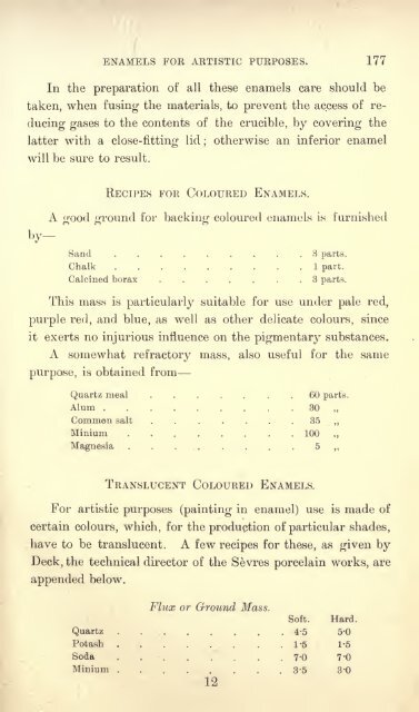 Enamels and enamelling; an introduction to the preparation and ...