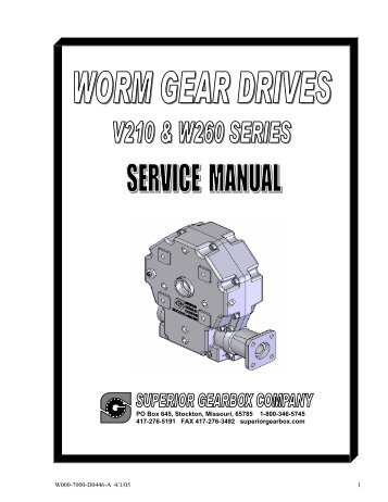 v210/w260 worm gear drives service manual - Superior Gearbox ...