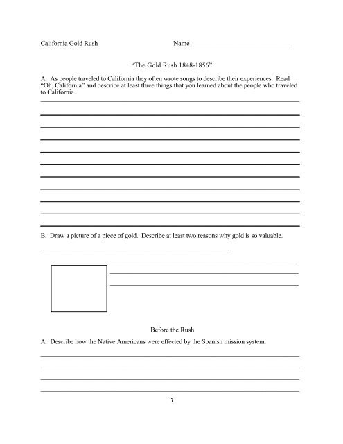 California Gold Rush Student Packet California Gold Rush Student Packet