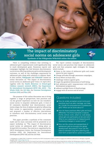 The impact of discriminatory social norms on adolescent girls