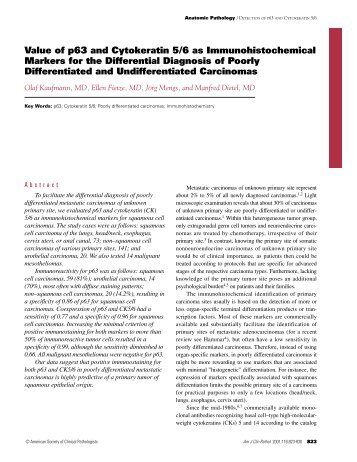 Value of p63 and Cytokeratin 5/6 as - American Journal of Clinical ...