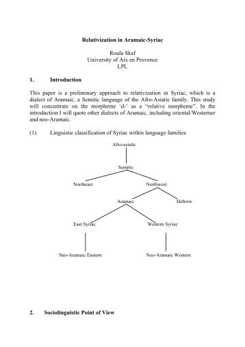 Relativization in Aramaic-Syriac - The University of Arizona Campus ...